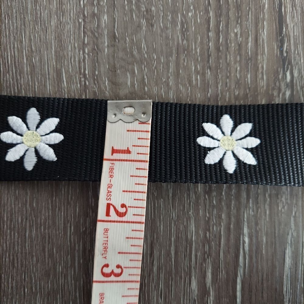 Target Wild Fable Belt Black White Embroidered Daisy 41" Long - Picture 6 of 6
